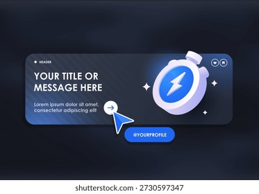 Modern Website Header Template with Social Media Profile Button, Icons, and Interactive Design Elements
