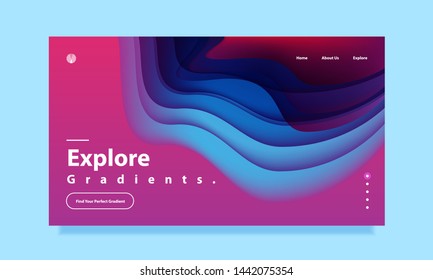 Modern Website Hero Header Template with Purple, Pink and Blue Abstract Gradient Design