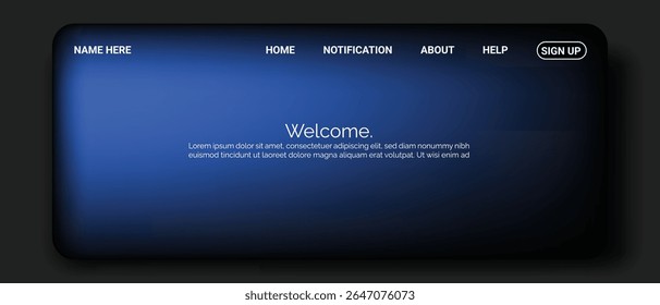 A modern website interface with a dark 
