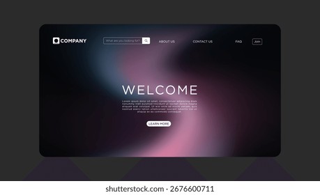 Diseño moderno de interfaz de Sitio web con mensaje de bienvenida y barra de búsqueda para necesidades de negocios en línea