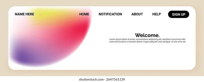 A modern website interface featuring a soft gradient background with colors 