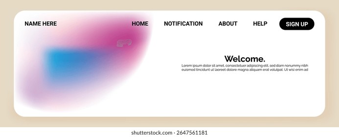 A modern website interface featuring a soft gradient background with pink 