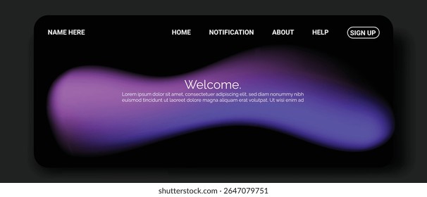 A modern website landing page with a dark background. 