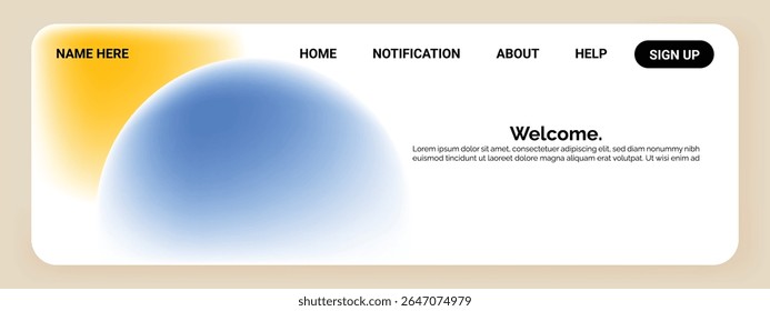 A modern website landing page design featuring a large