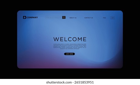 Modern Website Landing Page Design Blue Gradient, Welcome Message
