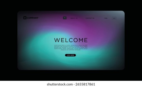 Moderno site Landing Page Design Gradiente Fundo, Mensagem de boas-vindas