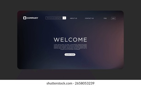 Modern website landing page design with welcome message and clean navigation bar