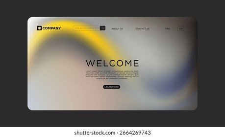 O design moderno da página inicial do site com fundo de gradiente abstrato recebe os visitantes para explorar mais agora
