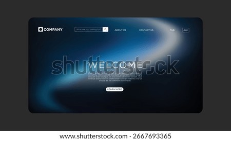 Modern website landing page design showcasing a sleek interface with welcome message and navigation