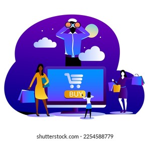 Modern Website Landing Page Illustration Featuring UI Elements, Digital Marketing, and User Experience