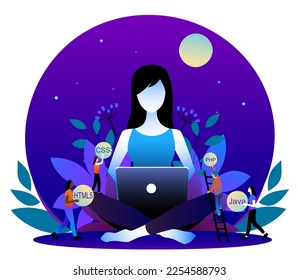 Modern Website Landing Page Illustration Featuring UI Elements, Digital Marketing, and User Experience