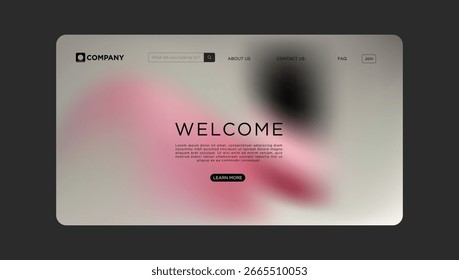 Página inicial do site moderno com mensagem de boas-vindas convidativa e fundo de gradiente rosa suave