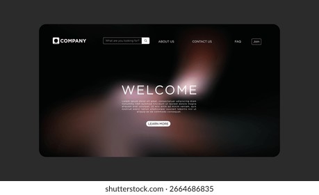 Página inicial do site moderno com design elegante e fundo borrado para uma aparência profissional