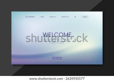 Modern Website Landing Page Template with Smooth Blue Gradient Background