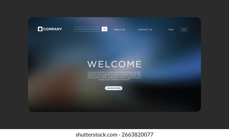 Modern website landing page welcomes visitors with clean design and blurry background image for professional appeal