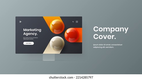 Modern website screen design vector concept. Minimalistic display mockup presentation illustration.