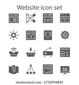Modernes Website- und SEO-Icon-Set mit Browser, Analytics, Hosting und UI-Symbolen für digitales Design, Apps, Präsentationen, Web

