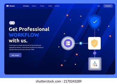 Modern website templat in workflow concept landing page user interfact design 