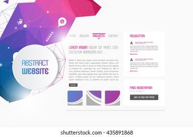 Modern website template with abstract polygon header. 