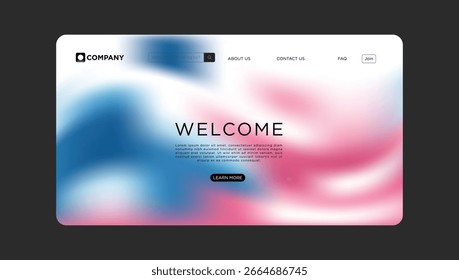 Modelo de site moderno com fundo gradiente azul e rosa para seus empreendimentos comerciais agora