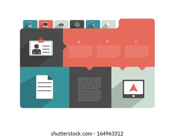 Modern website template. Colorful minimalistic option banner. Vector illustration. Box diagram. Blog, noticeboard background.