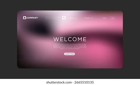 Design de modelo de site moderno com gradiente rosa acolhedor para página inicial de start-ups de negócios