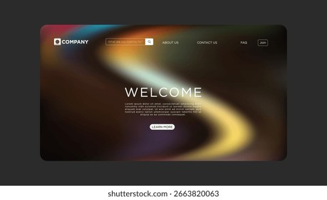 Modelo de site moderno com fundo abstrato elegante e mensagem de boas-vindas para start-up de negócios