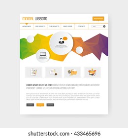 Modern website template with polygon colorful shapes

