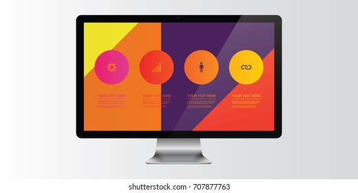 Modern website template with realistic 3D computer monitor and design elements 
Eps 10 stock vector illustration 