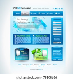 Modern website template with a technology futuristic style, login form, product banners and delicate overall gradients.