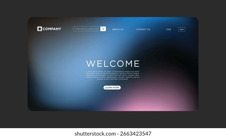 Modern website template with vibrant gradient background for your awesome company's stunning landing page