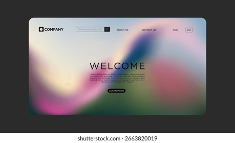 Modern website template with vibrant gradient background for business or creative agency design