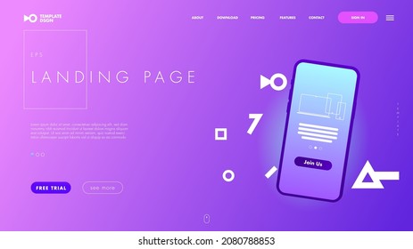 Modern website template for websites, landing page , mobile or apps. Violet template design
