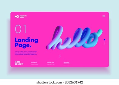 Modern website template for websites, landing page or apps. Pink template