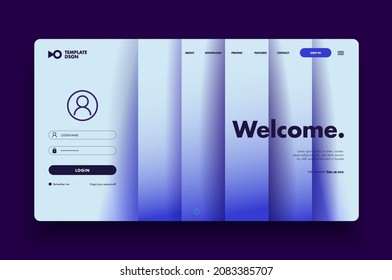 Modern website template for websites, landing pages or apps. Login page, Blue palette color design