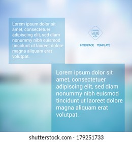 Modern website ui template design. Vector editable webdesign elements on blurred background. 