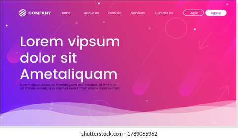 Modern website vector design with beautiful gradient colors and responsive style