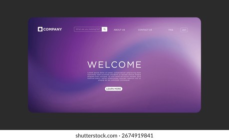 Moderno site página de boas-vindas design com fundo gradiente roxo elegante e chamada para ação