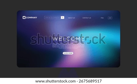 Modern website welcome screen design with vibrant colors, perfect for online business startups