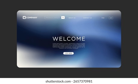 Modern website welcome screen with search bar and navigation for professional business.