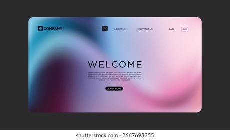 Modern website welcome screen with vibrant gradient background for innovative company landing page