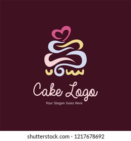 Modern wedding and birthday cake logo template