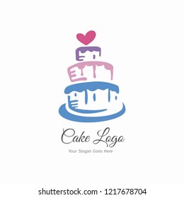 Modern wedding and birthday cake logo template