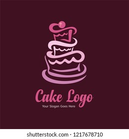 Modern wedding and birthday cake logo template