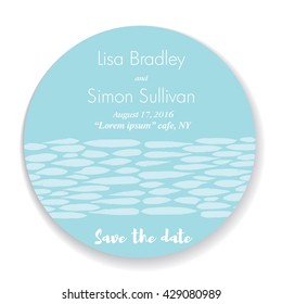 Modern wedding card. Wedding card with blue decor.