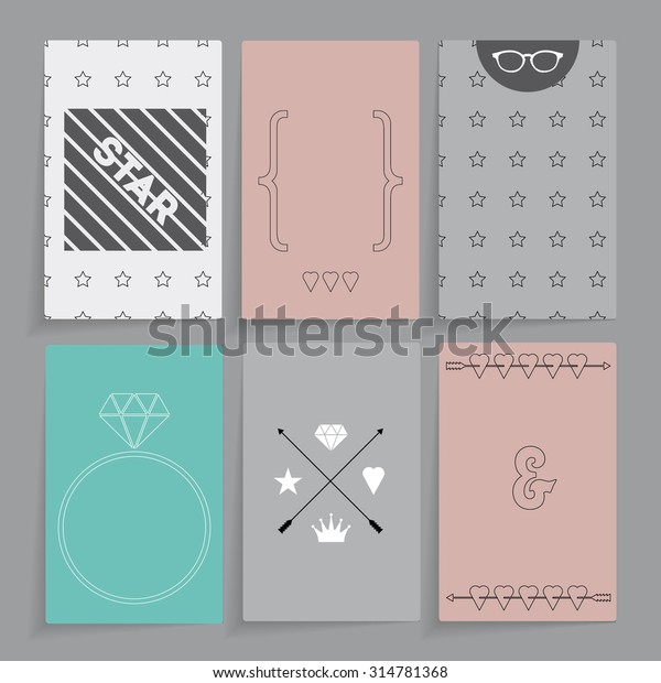 Modern Wedding Card Design Six Different Stock Vector Royalty