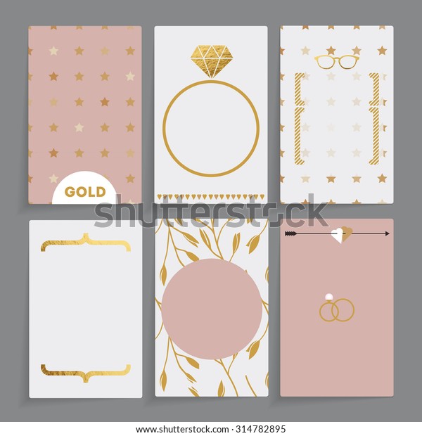 Modern Wedding Card Design Six Different Stock Vector Royalty