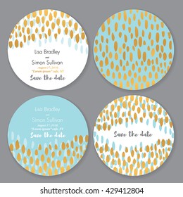 Modern wedding card. Wedding card with gold decor.