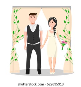Modern wedding ceremony with young couple