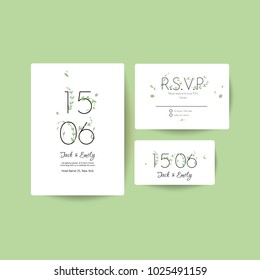 Modern Wedding Collection. Spring leaves ornament concept. Wedding invite flyer. Wedding invite poster. 